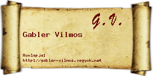Gabler Vilmos névjegykártya